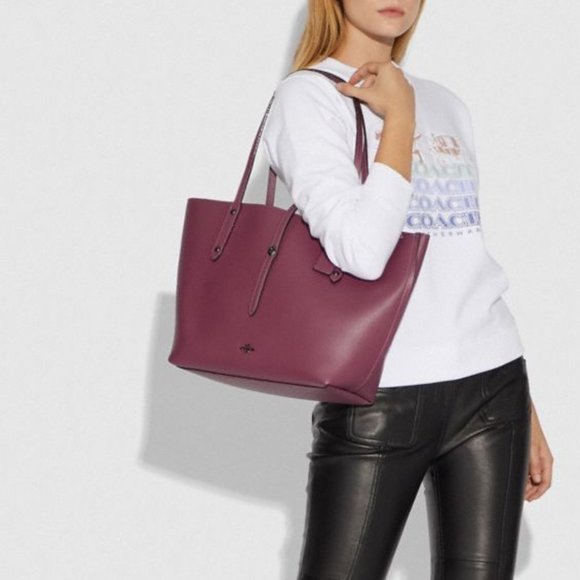 Coach Handbags - COACH Market Tote With Mouse Print Interior Berry